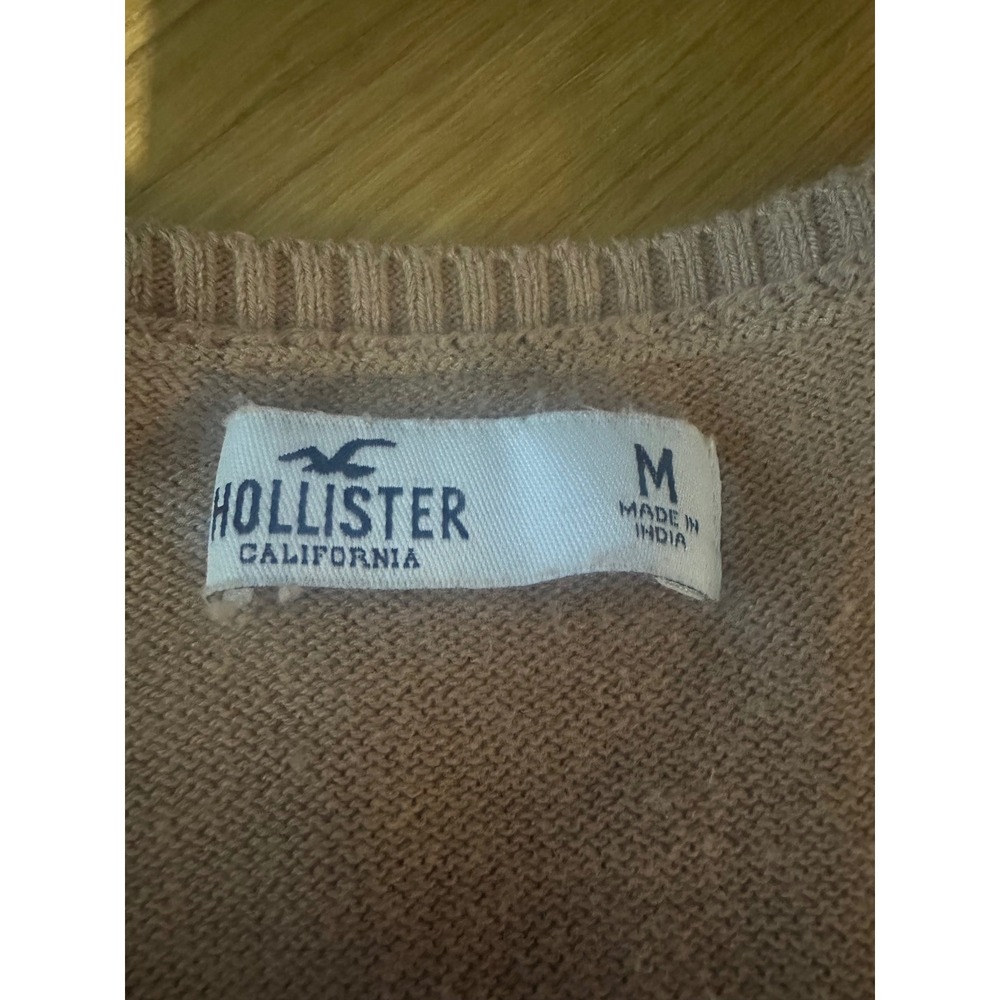 Hollister Y2K Style Tan Cable Knit Long Sleeve Babydoll‎ Sweater Sz Medium - Picture 6 of 7
